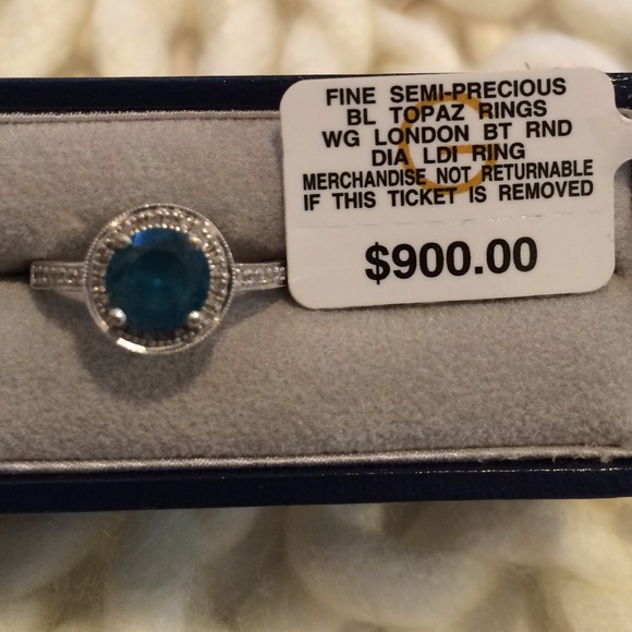 Blue Topaz and Diamond Ring