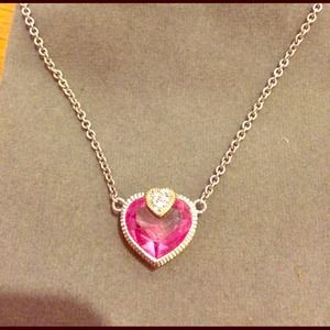 Judith Ripka pink stone pendant in SS and 14K