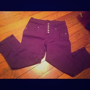 High waisted purple cropped pants