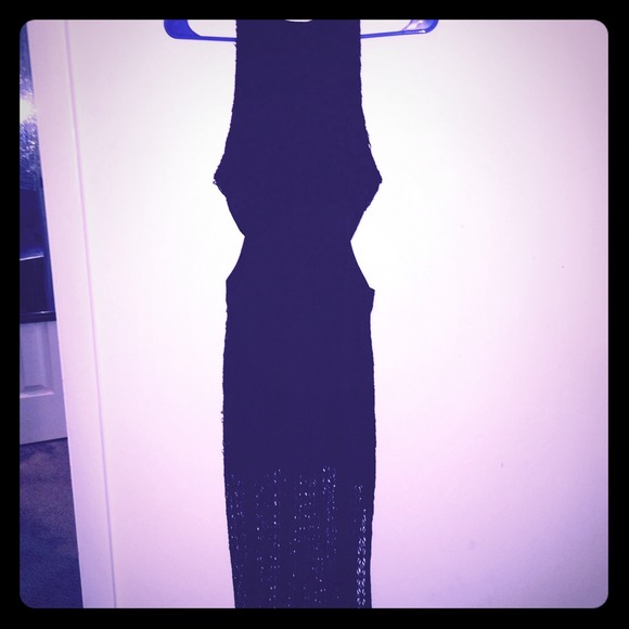 Long crochet like dress with side cutouts