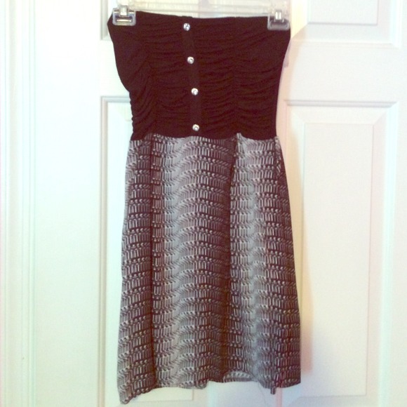 black with a black and grey design dress