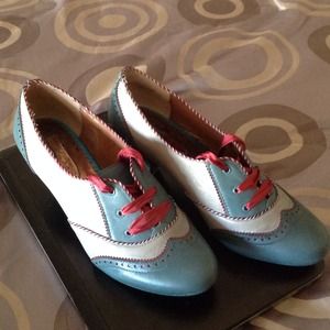 SHOES, Leather Multicolor with Ribbon Ties