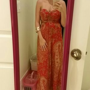 Red paisley maxi dress
