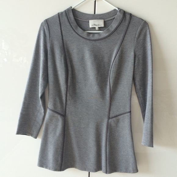 3.1 Phillip Lim Grey Peplum Top