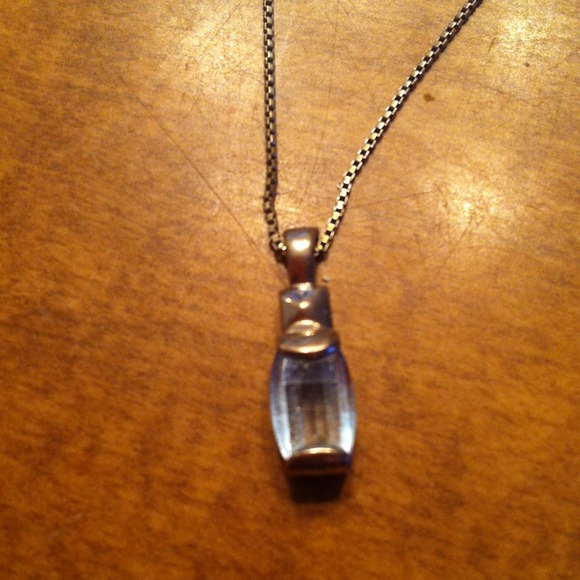 Silver & blue topaz necklace.