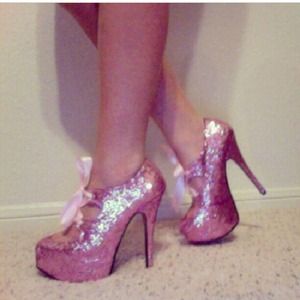 Bordello pink glitter heels