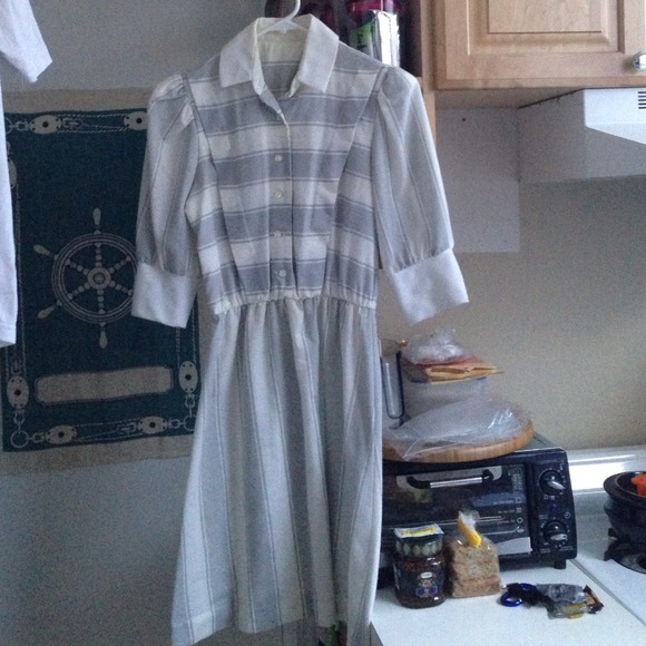 Vintage grey and white spring summer dress