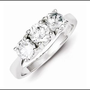 Sterling silver 3 stones CZ Fashion Ring