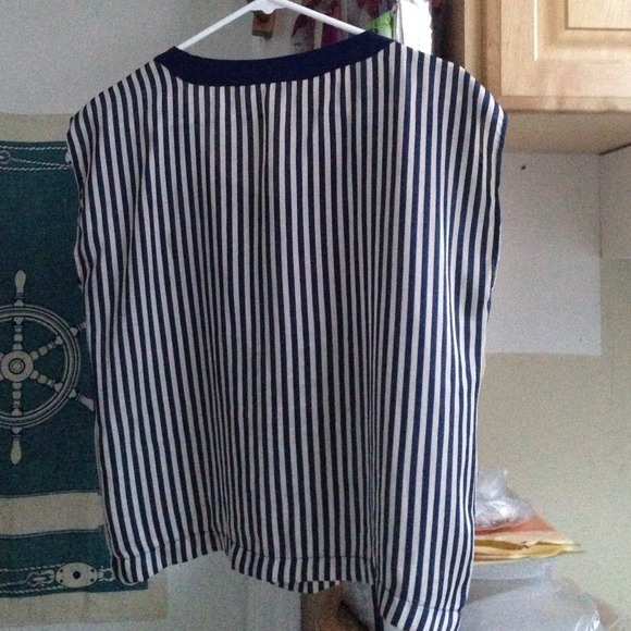 Foreign Exchange flowy navy stripe top - Picture 2 of 4