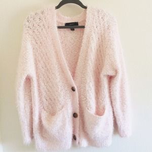 Forever 21 pink fuzzy cardigan