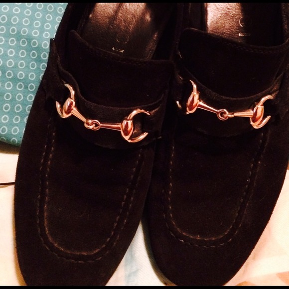 Genuine black Gucci suede loafers