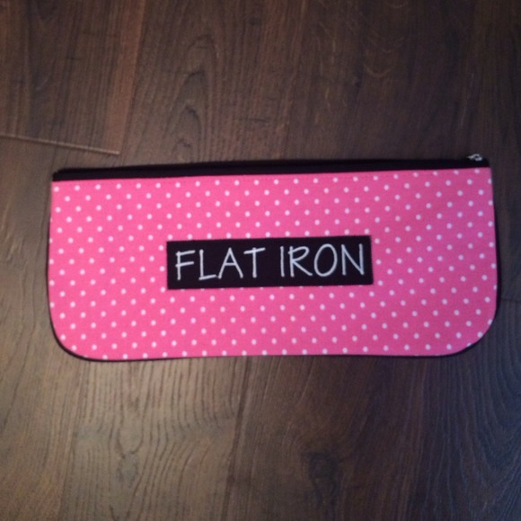 Pink polka dot flat iron case