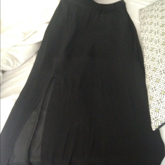 Black maxi skirt with Slit & pencil skirt under
