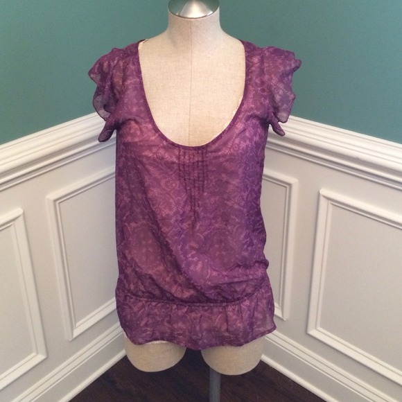 Purple Damask sheer top