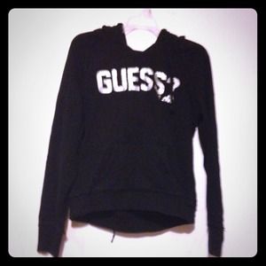 Beautiful black guess sweater with a purple hoodie