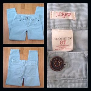 J. Crew Toothpick Smoky Blue Corduroy Ankle Pants