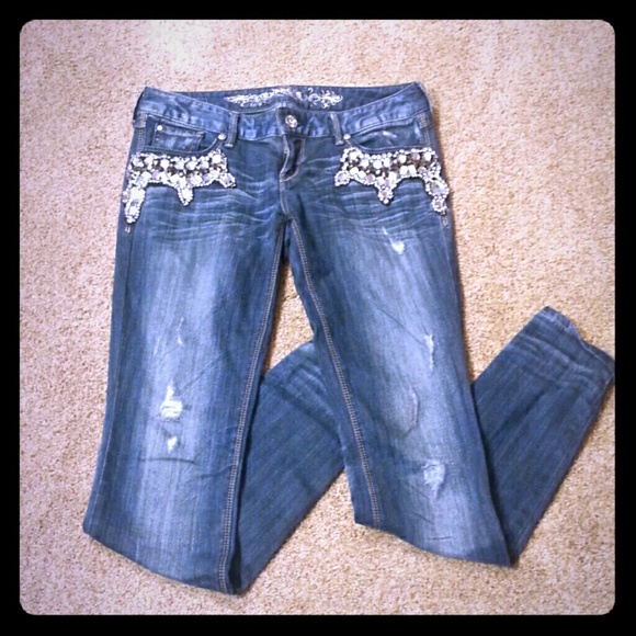 Bedazzled & Distressed Express Skinnies