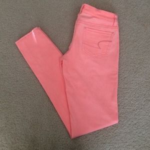 American Eagle Bright coral skinny jeans