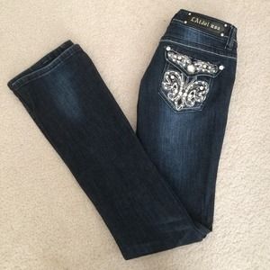 Embellished boot cut denim