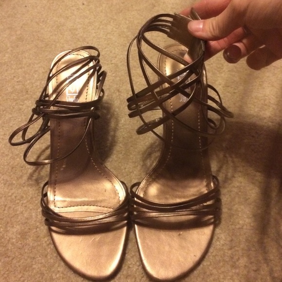 Gold strappy heels