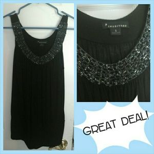 Black tank with rhinestone/sequin detailing