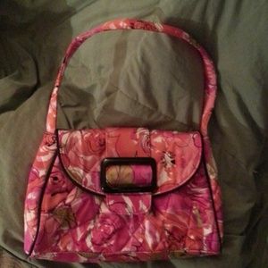 Vera Bradley bag--bright pink floral print, silk