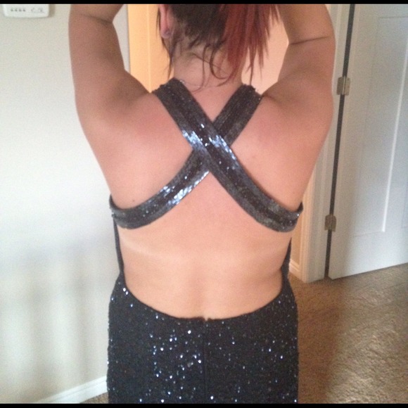 Black beaded and sequins prom/homecoming dress - Picture 2 of 4