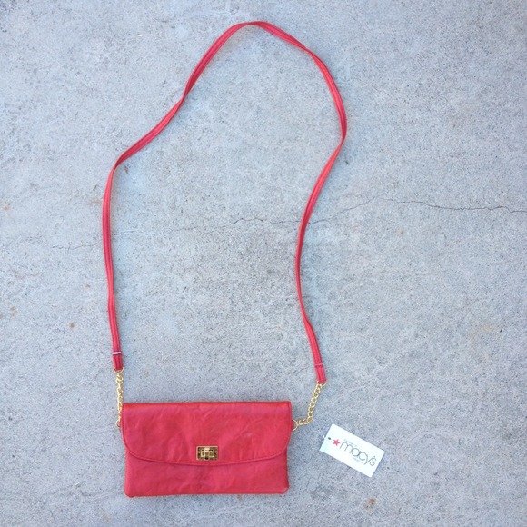 Red Macy's Gold Chain Bag