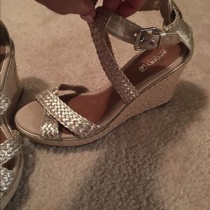 Gold Strappy Wedge Sandals