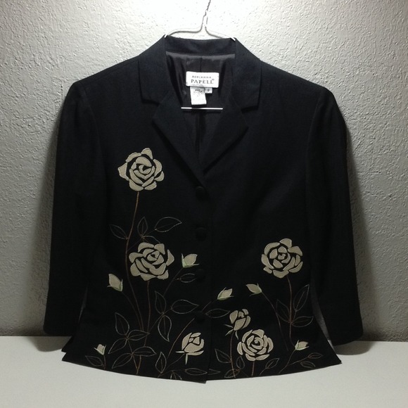 Adrianna Papell vintage black blazer w/embroidery