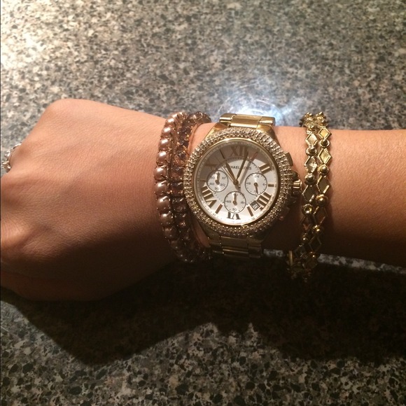 🚫SOLD🚫 MK Gold Watch with rhinestones - Picture 2 of 4