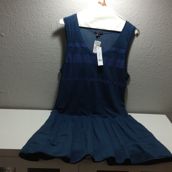 Theory sleeveless oil blue dress size L