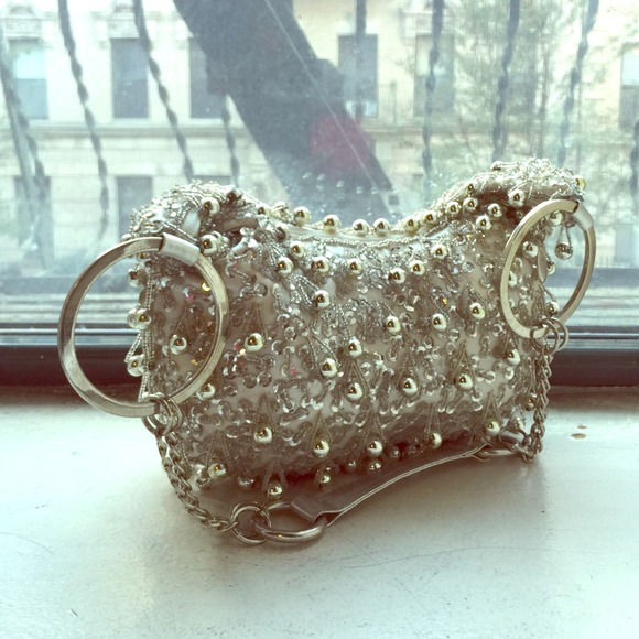 Silver embellished purse