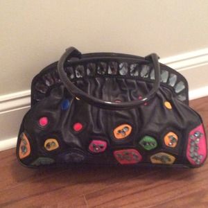 Shariff handbag genuine leather grey crystals