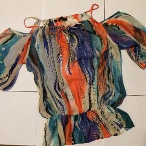Multi Colour GUESS off the shoulder top