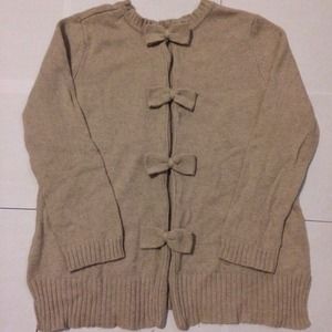 Zara Taupe Bow Closure Sweater