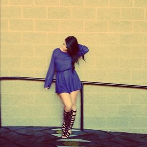 Blue open back romper