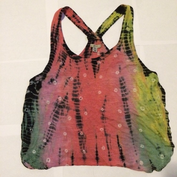 Split Side Tie-Dye Raceback Crop Top