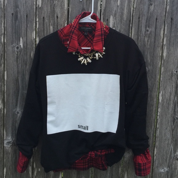 #244 "Small" Text Print Sweater Top