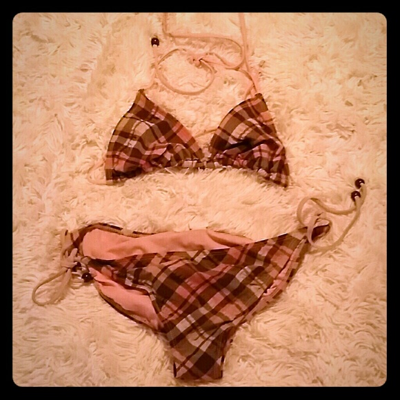 Pink plaid bikini