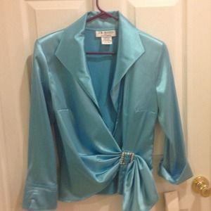 Turquoise Satin Blouse by Caliendo