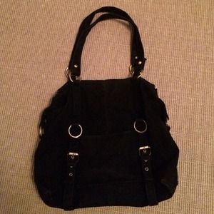 Black suede large handbag