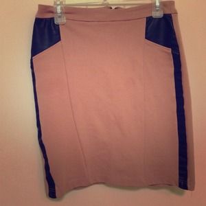 Pink skirt with faux leather on sides