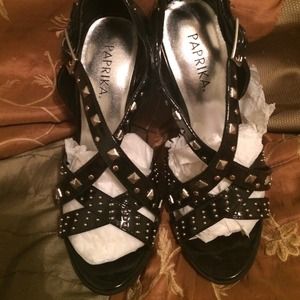 Black silver heels