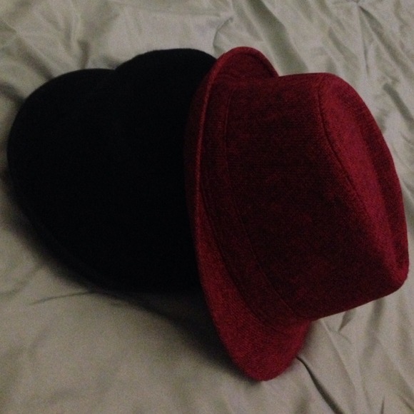 2 for 1 Black & Red/Black Women's Fedora Hat