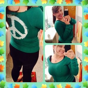 Off the shoulder peace sign sweatshirt