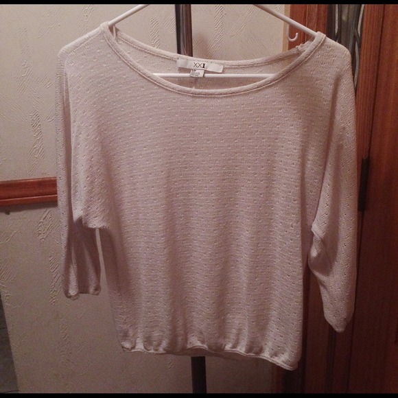 Semi long sleeve white shirt with design.