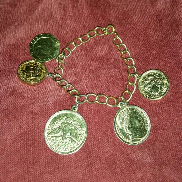 **SOLD**Coin gold colored bracelet