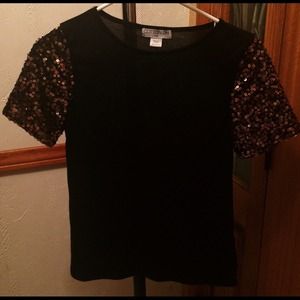 Glitter sleeves black blouse