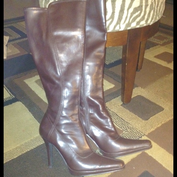 Faux Brown Leather Zip Boots